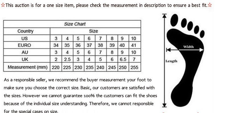 foot size chart women's